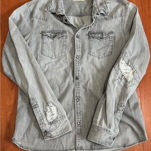 All Saints Charcoal Button-Up Shirt